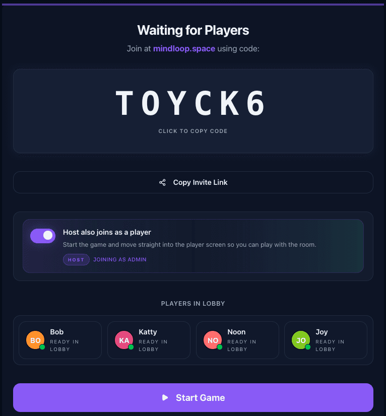 Launch live rooms and bring everyone in with a code or link