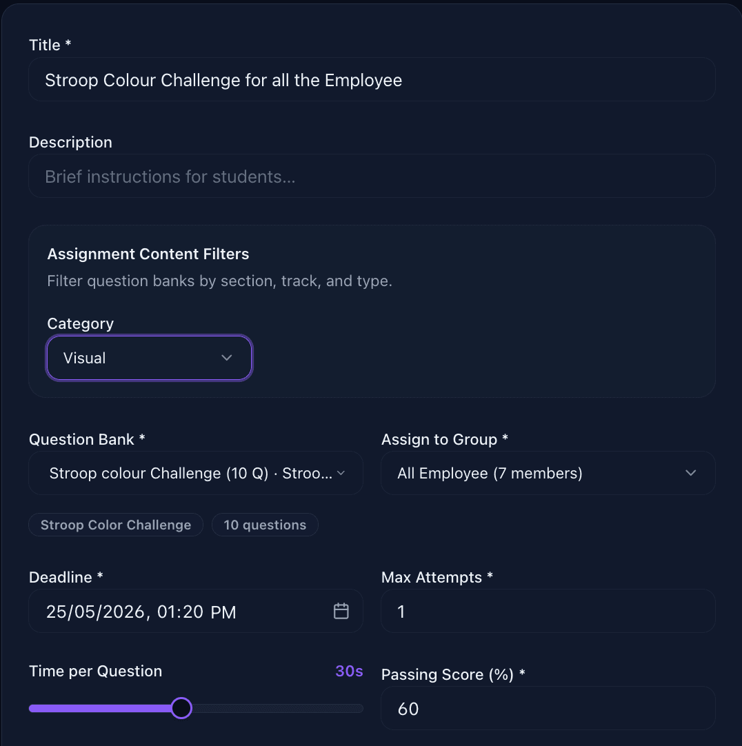 Create assignments and assign them to the right groups