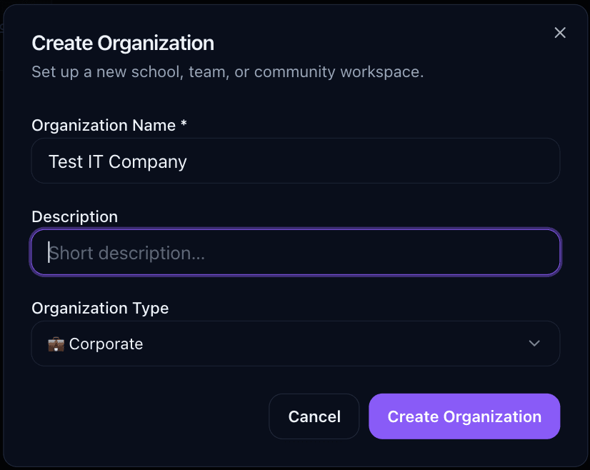 Create your organization workspace